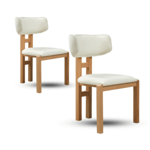 Krzesło do jadalni Neris - (zestaw 2 krzeseł) - Beżowa Tkanina Coco - Drewniane Nogi