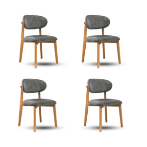 Krzesło do jadalni Inci - (zestaw 4 szt.) - Szara Tkanina Matis - Drewniane Nogi