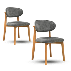 Krzesło do jadalni Inci - (zestaw 2 szt.) - Szara Tkanina Matis - Drewniane Nogi